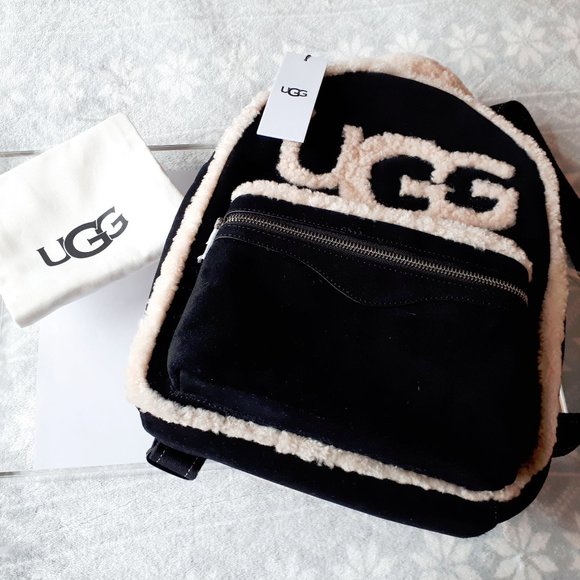 UGG sheepskin black cream backpack handbag - Picture 6 of 14
